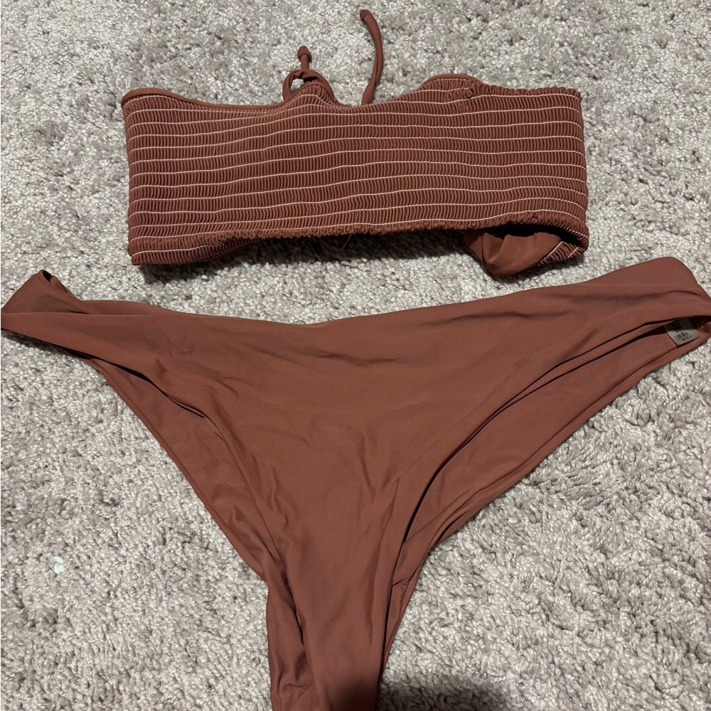 Burgundy Ribbed Bikini Set
